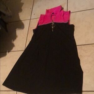 Pink and Black Sleeveless Dress